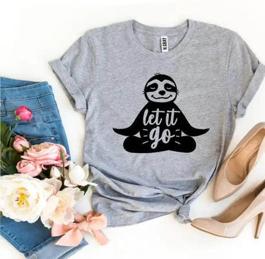 Vibrant Sloth Tee: Peach and Gray Stylish Comfort - Estalios